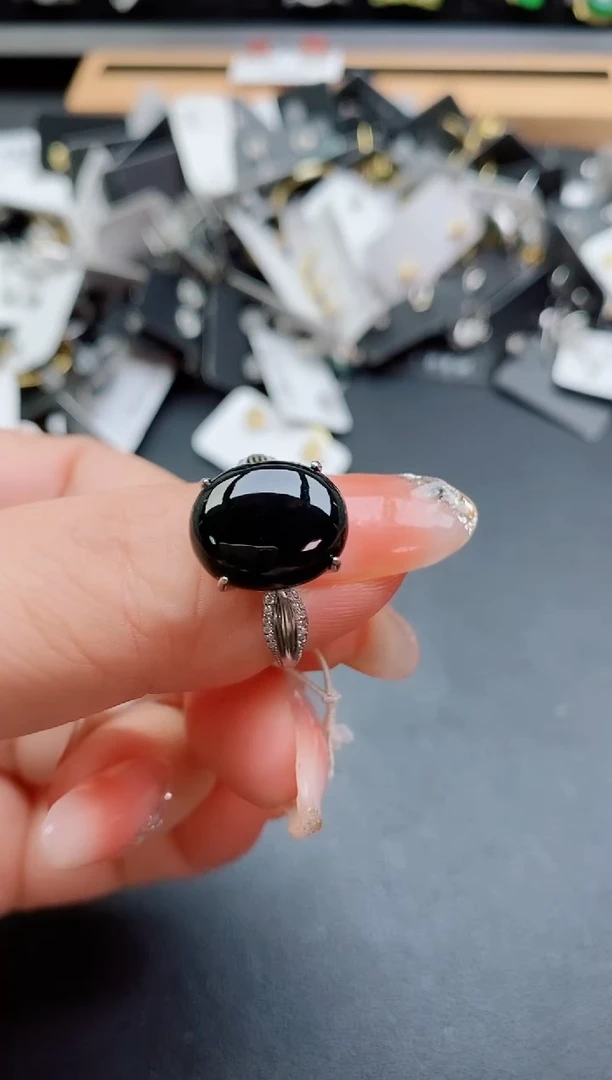 银S925镶嵌戒指翡翠1