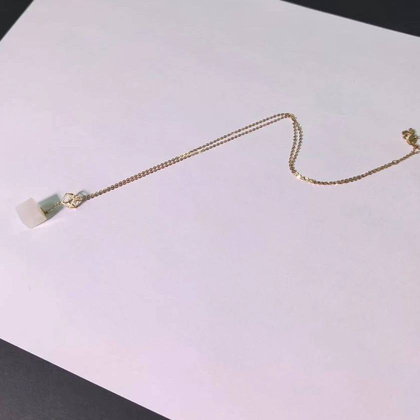 有何不可|和田玉项链*18k金镶嵌方形块个性多样性任发其一