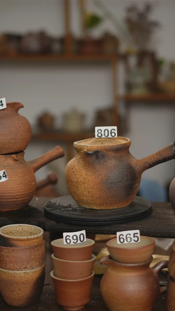 紫*微瑕粗陶带盖烤茶罐806