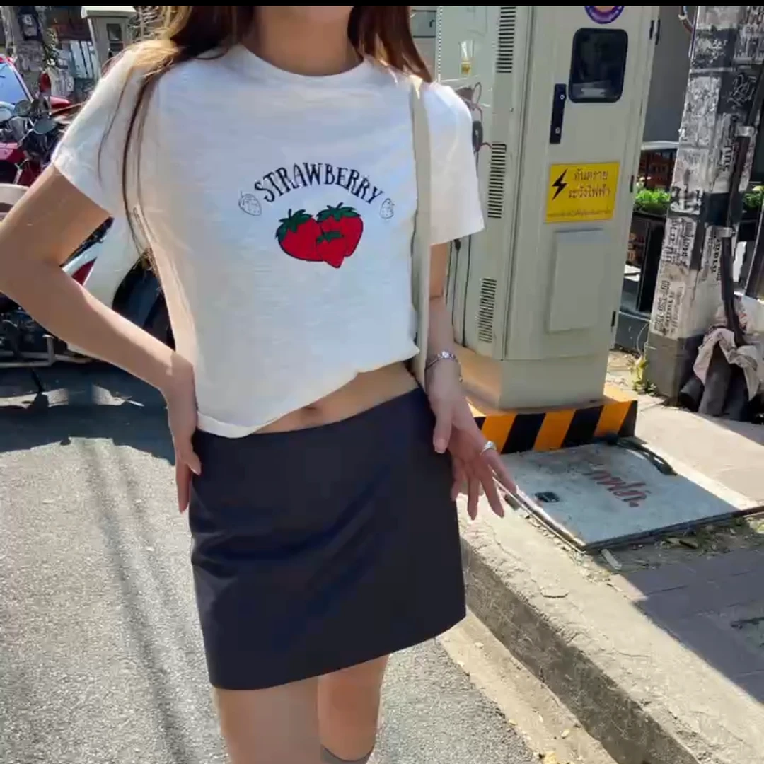 路一.韩国 Seoul   野草莓  竹节麻感短袖 DP20250213066