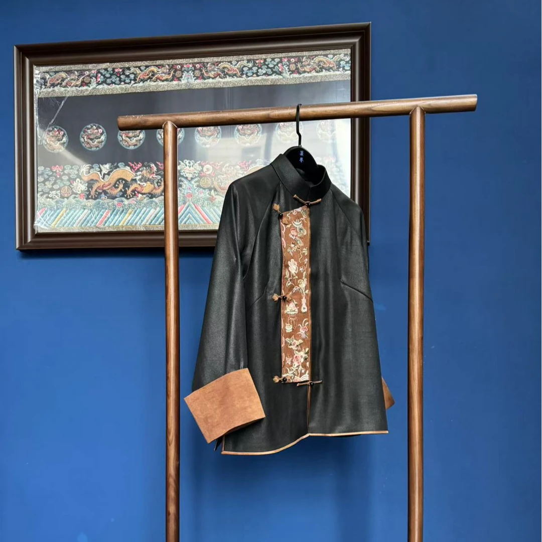 上海鉴界传统中国风上衣浅颜非遗古法手工香云纱刺绣新中式外套