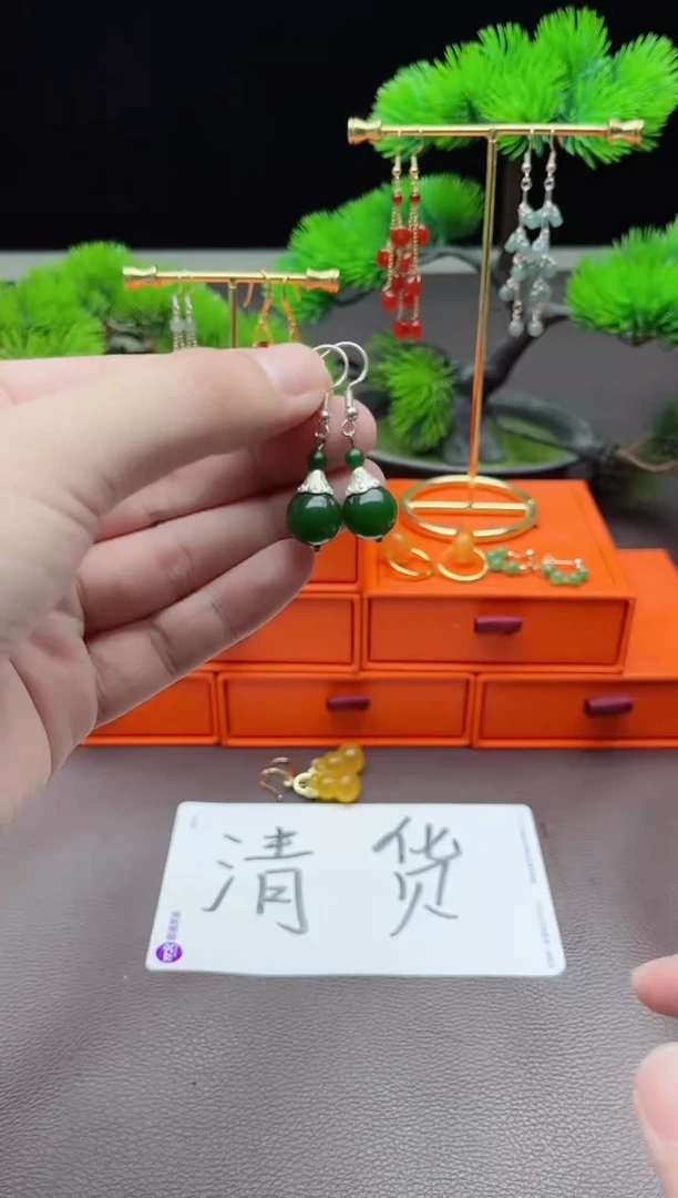 玛瑙/玉髓耳饰银S925镶嵌733