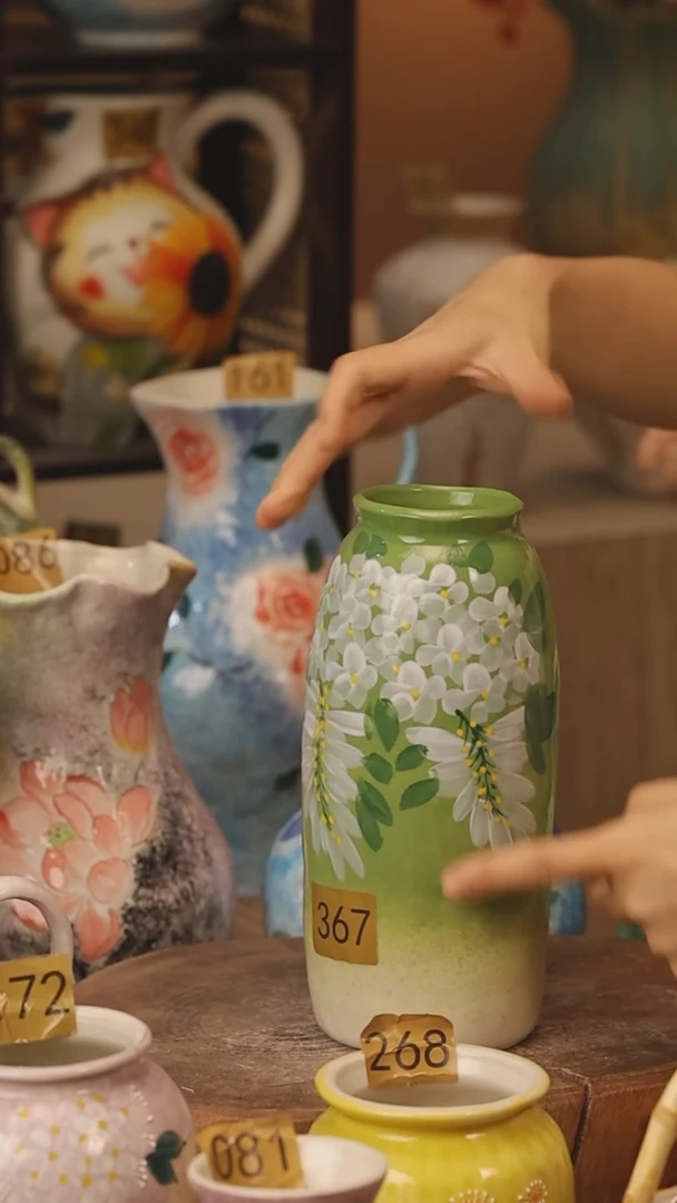 陶瓷景德镇设计师手作花器摆件侘寂风@M367@