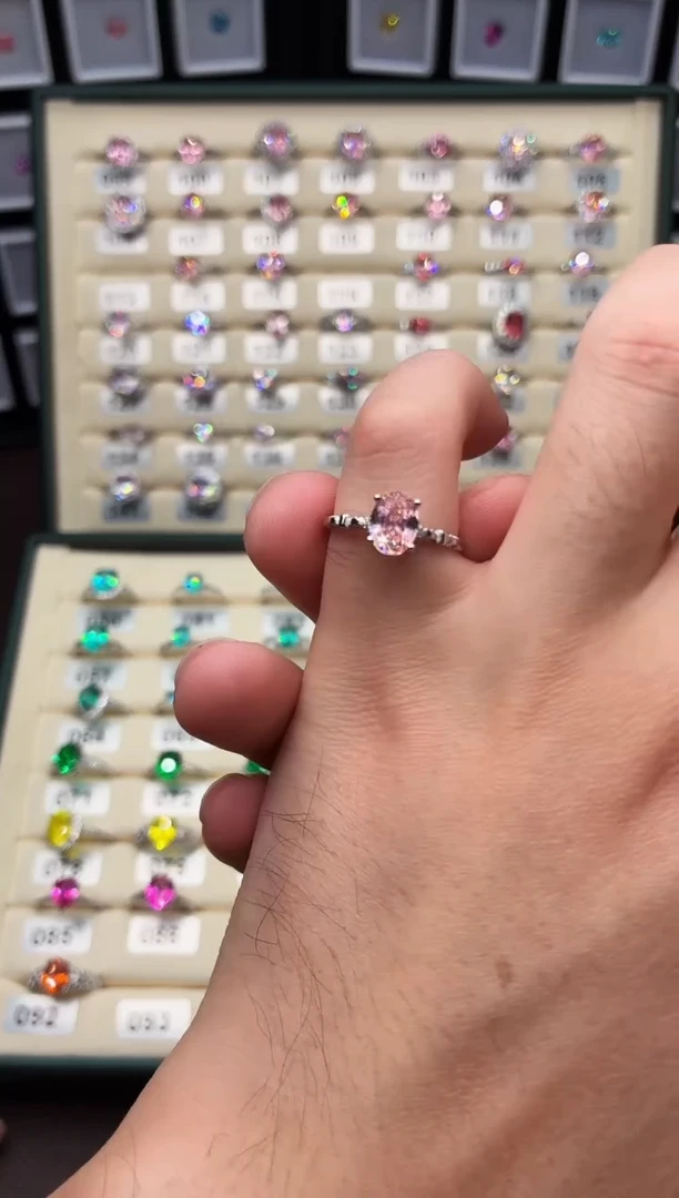 戒指彩色蓝宝石银S925镶嵌0001