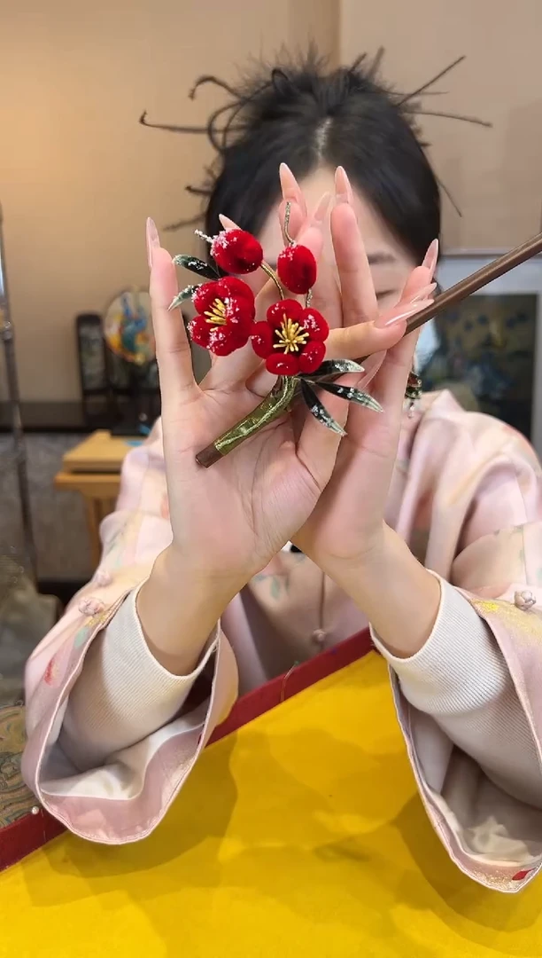 刺绣 非遗绒花（发饰）