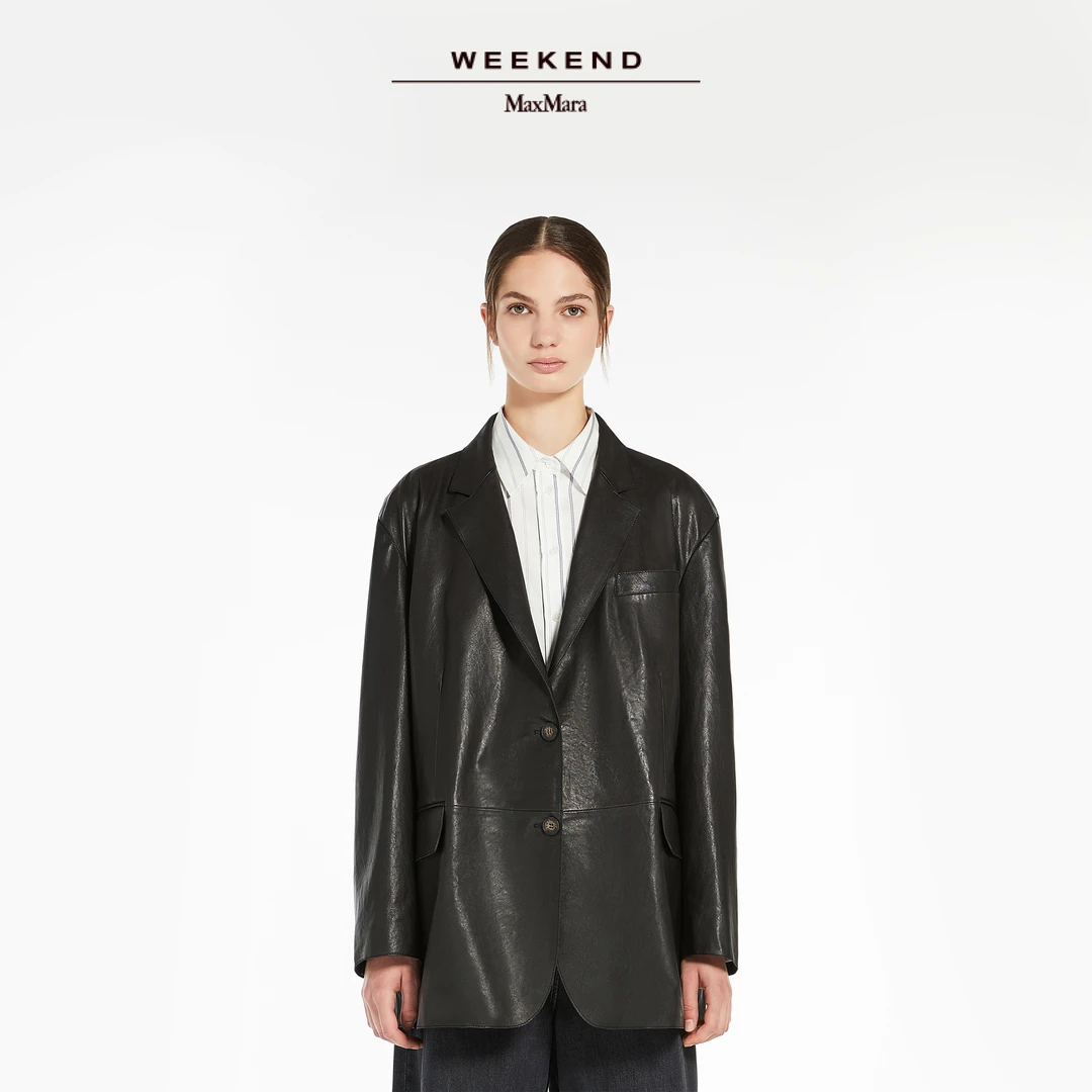 Weekend MaxMara 2025早春新款女装单排扣皮革西装外套5441035106