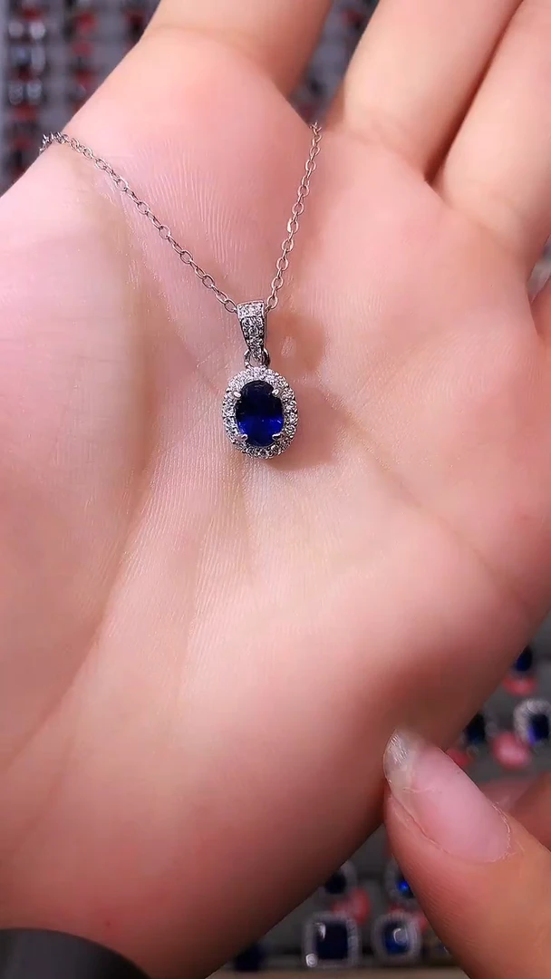 【闪购商品】蓝宝石吊坠(赠链)银S925镶嵌1111111