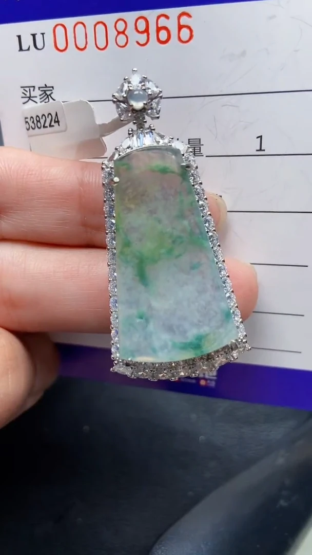 颈饰银S925镶嵌翡翠8966