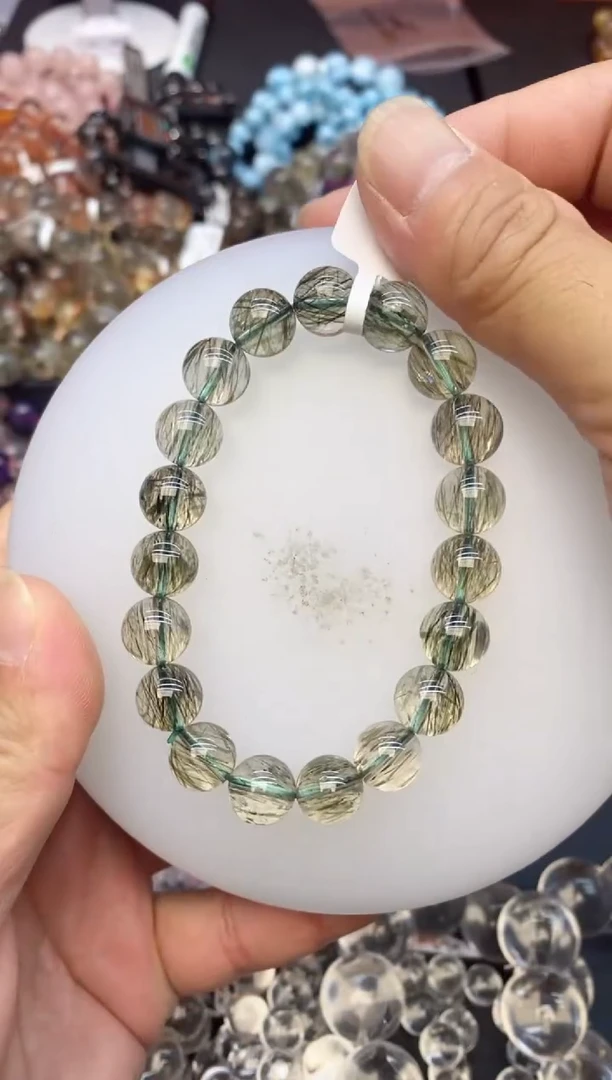 水晶手串未镶嵌49绿发10mm