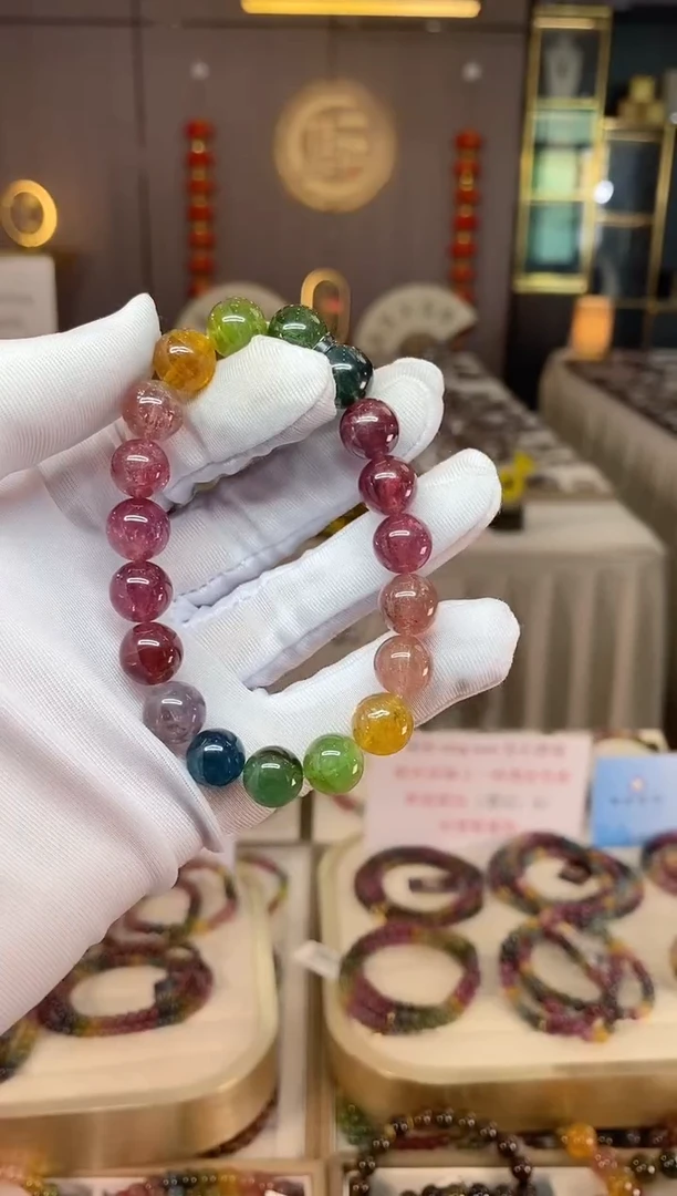 未镶嵌老矿碧玺彩虹冰体单圈手串10mm+碧玺多样性发货一条xion