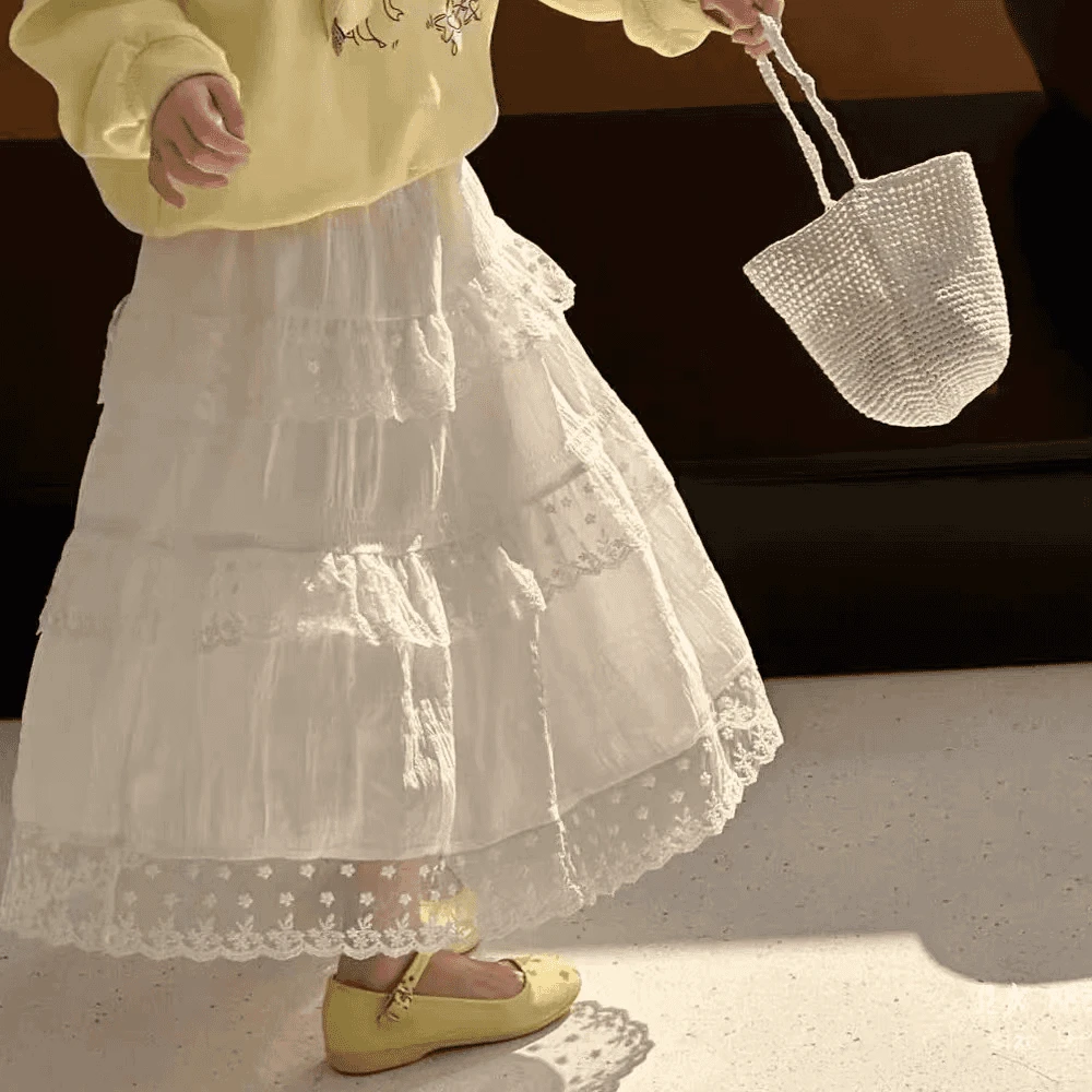 【玲姐专属】女童夏款裙子女大童洋气蕾丝裙子儿童半身裙中长款裙子