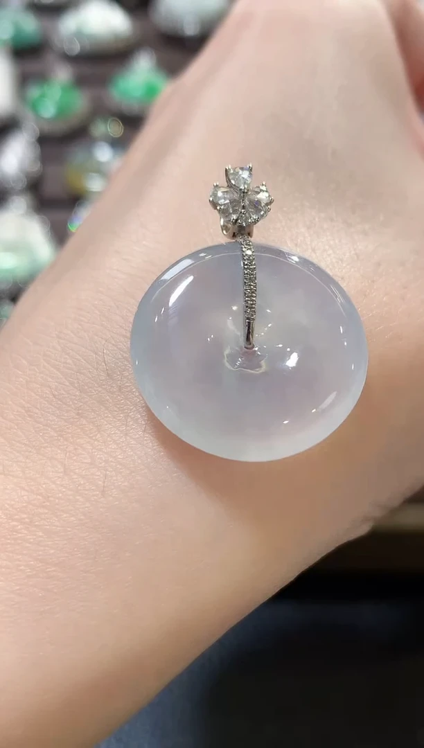 吊坠(不含链)18K金镶嵌翡翠a52
