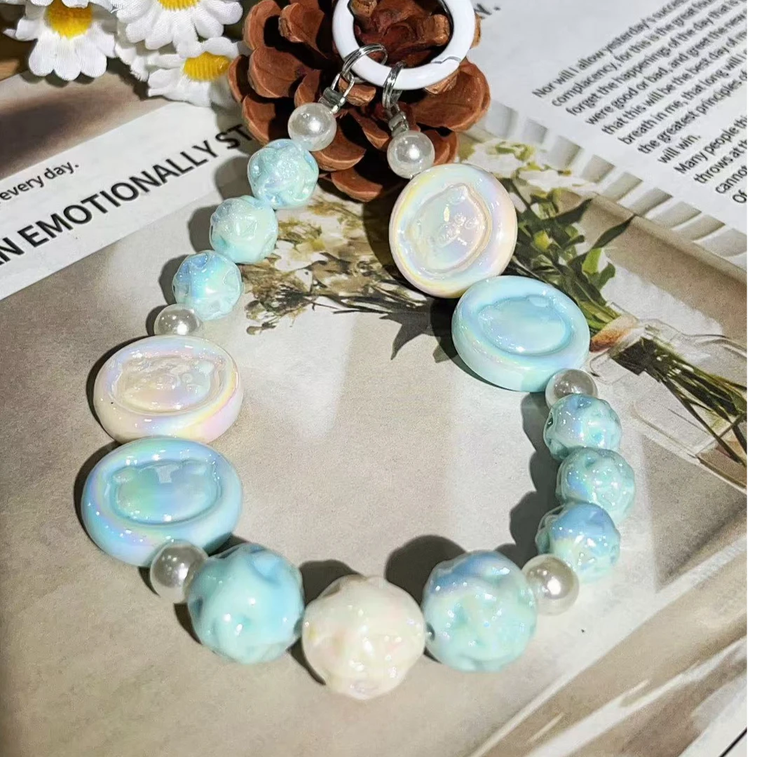 开播福利TS001蓝白渐变手机链手工diy可爱通用