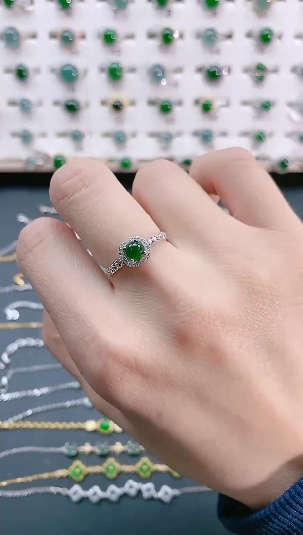 【闪购商品】翡翠戒指银S925镶嵌天然翡翠