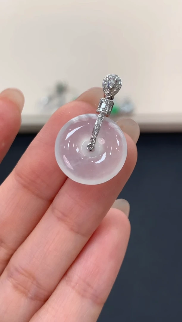 翡翠18K金镶嵌吊坠(不含链)平安扣吊坠2800