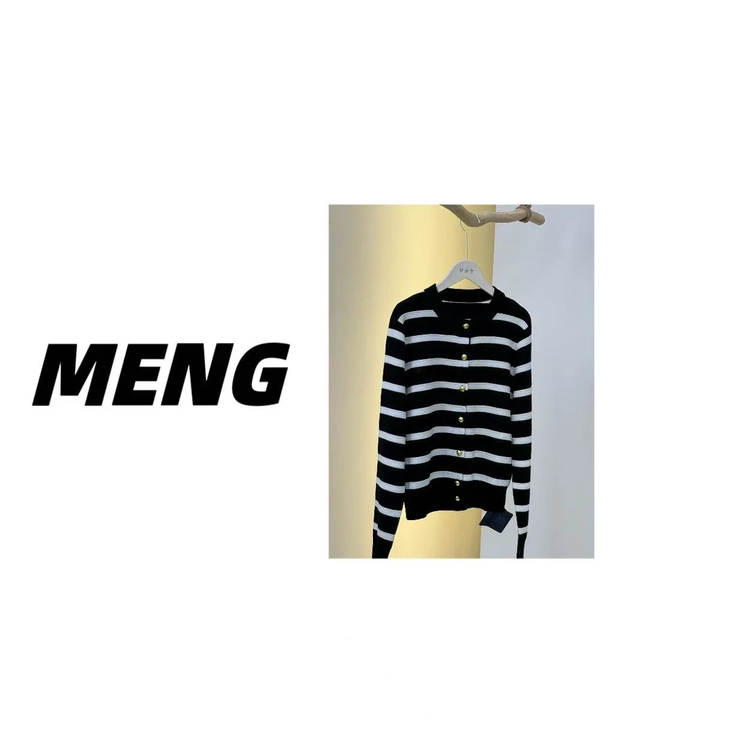 【品牌同款-条纹开衫】超细羊毛 小金扣经典针织条纹外套