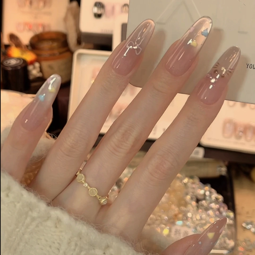 2025款春季小猫纯手工穿戴甲猫眼裸色高级指甲贴片气质可拆卸美甲