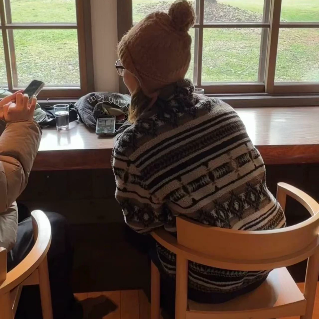 869榛果冬日 复古费尔岛仿羊羔毛外套