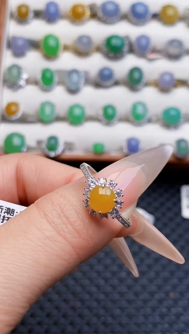 银S925镶嵌戒指翡翠5728