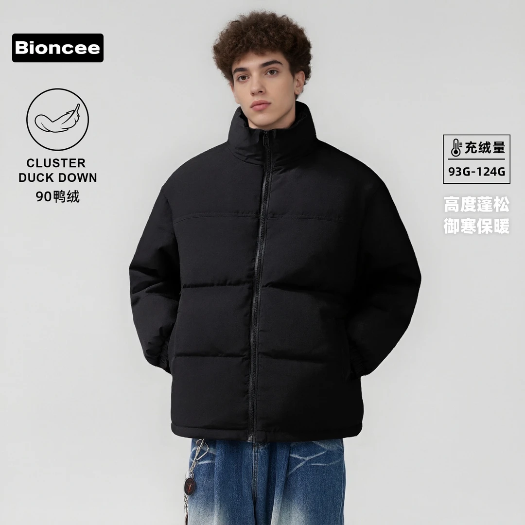 【大漠叔叔】情侣同款纯色时尚百搭保暖立领休闲羽绒服外套T26001