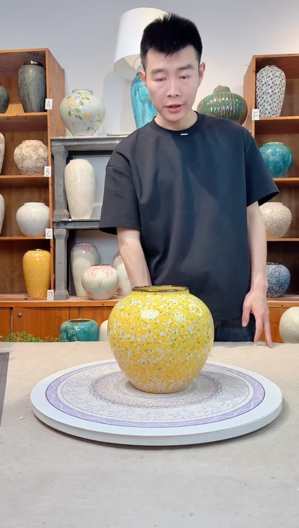 瓶孤品 瑕疵陶瓷花瓶  油菜花 小号