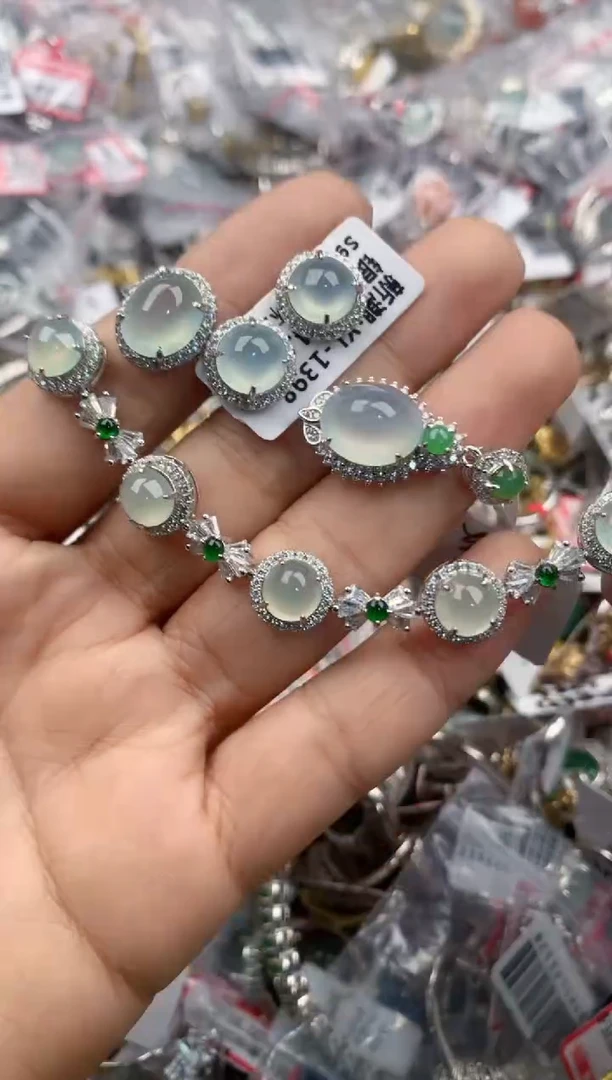 银S925镶嵌戒指翡翠101010----9