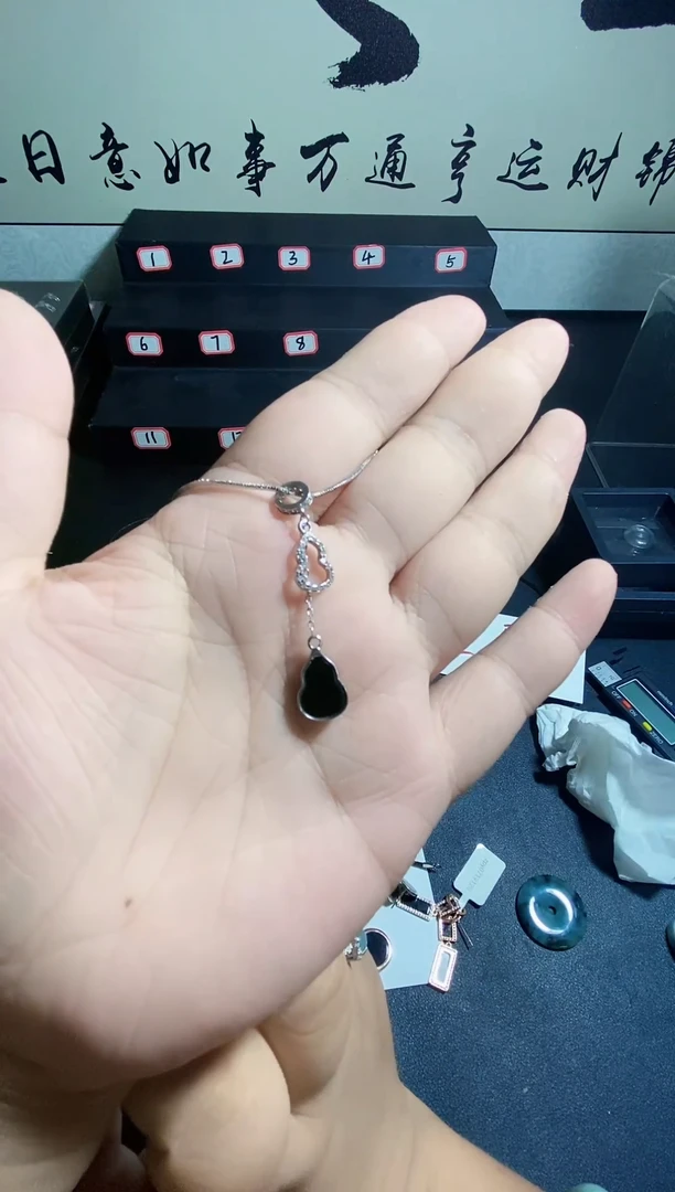 翡翠银S925镶嵌颈饰缅甸天然A货翡翠