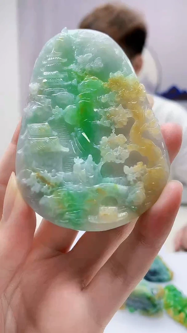 定制翡翠未镶嵌4868zm-毛货挂件161山水