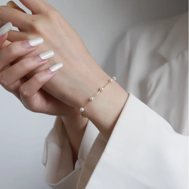 满天星手链天然淡水珍珠4-5mmS925银