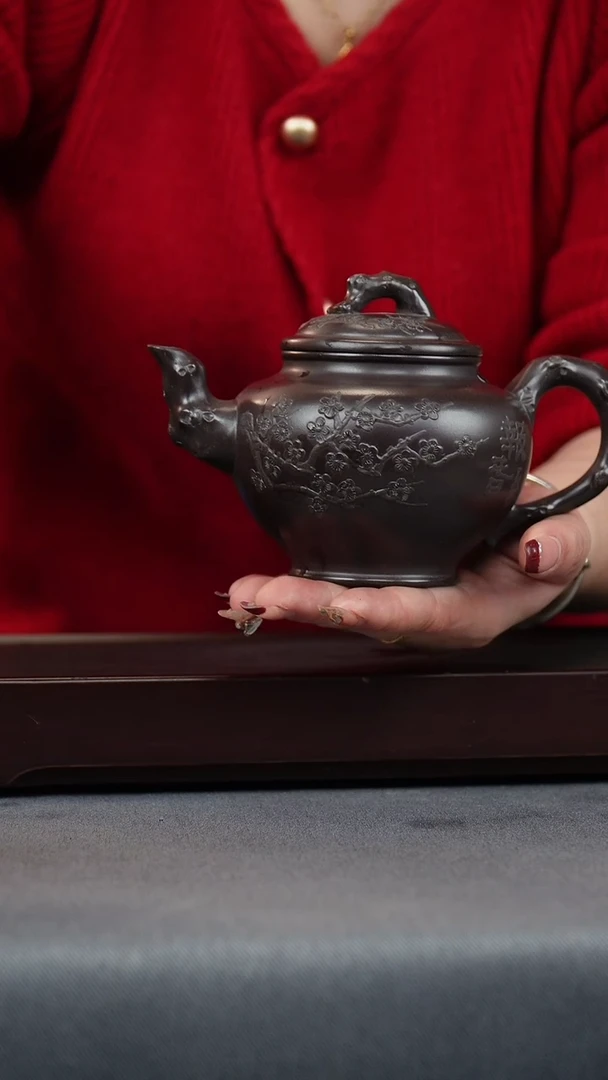 【闪购商品】紫砂茶壶紫罗兰 梅报春 堆绘