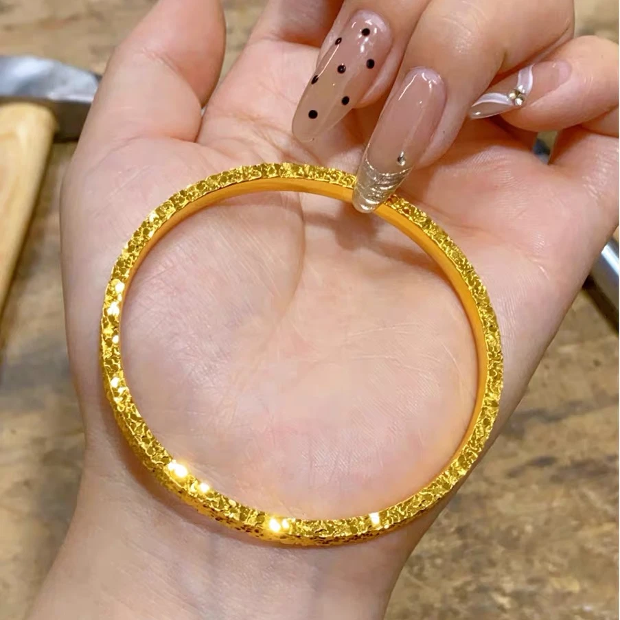 铜合金手镯 高货极光碎冰手链冰晶闪耀手环实心碎冰鎏金手镯爆闪