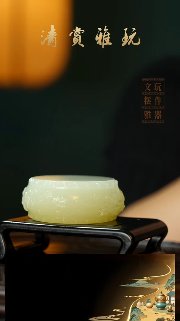 玉《一鼓貔貅》手把件摆件