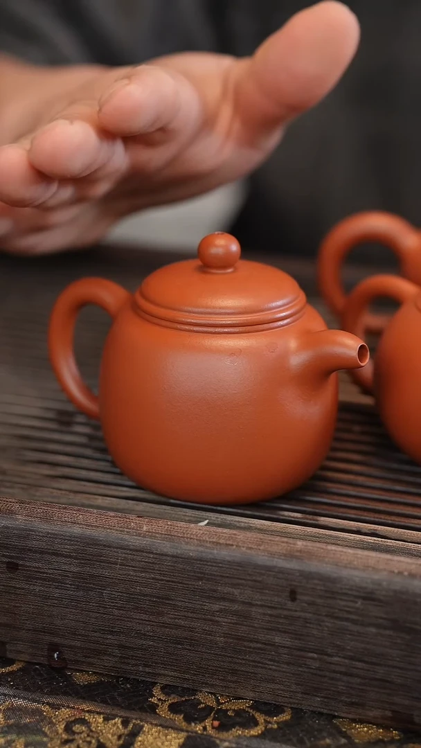 茶壶紫砂匏尊 朱泥 半手工 195cc