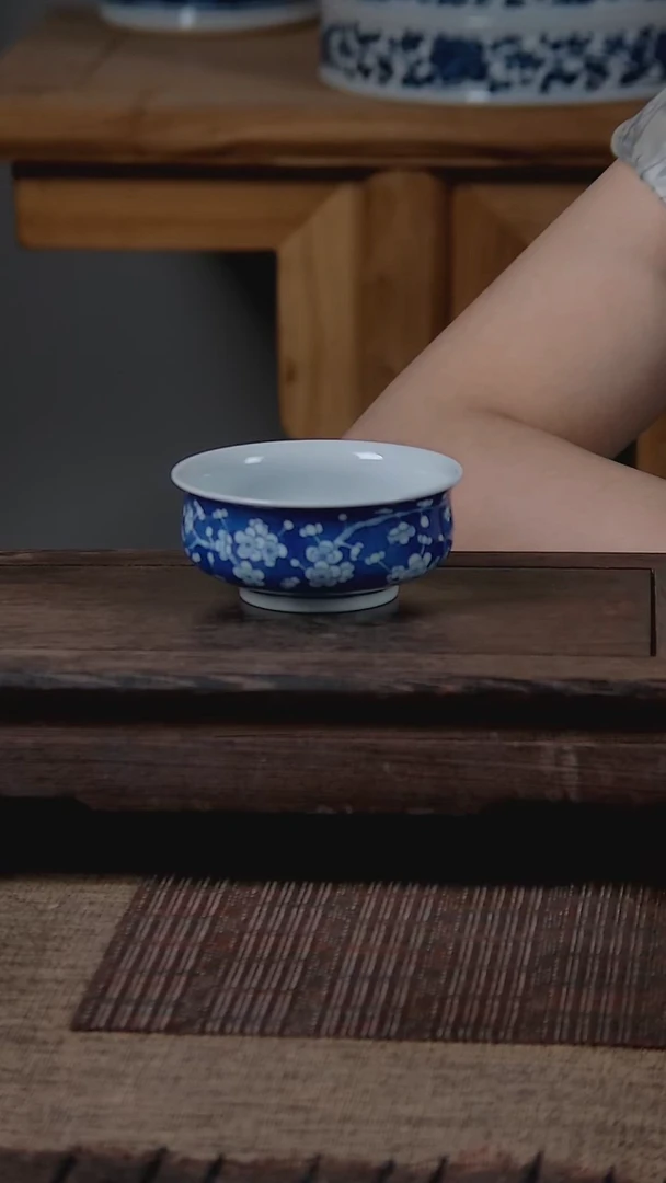 杯折葵非器手工手绘冰梅矮炉式杯