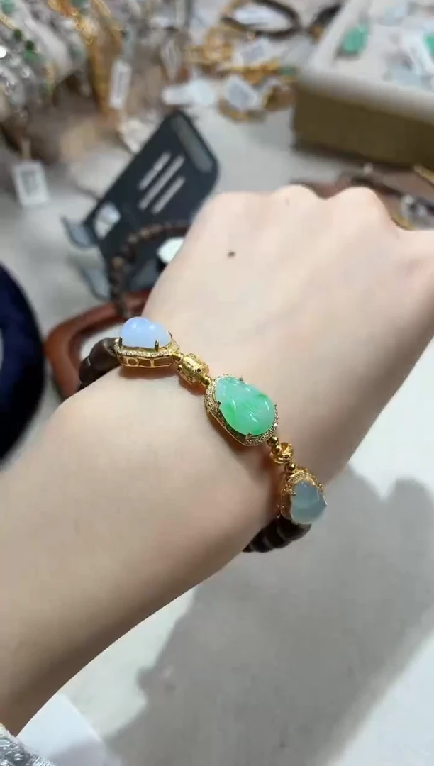 银S925镶嵌手串翡翠手串