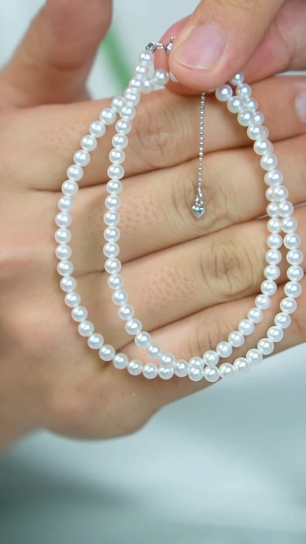 【闪购商品】淡水珍珠颈饰银S925镶嵌5号-4mm珠串/GG/1