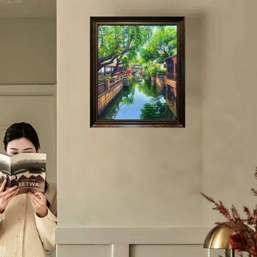 精品纯手绘油画溪韵60乘70客卧室玄关书房电表箱大白墙风景装饰画