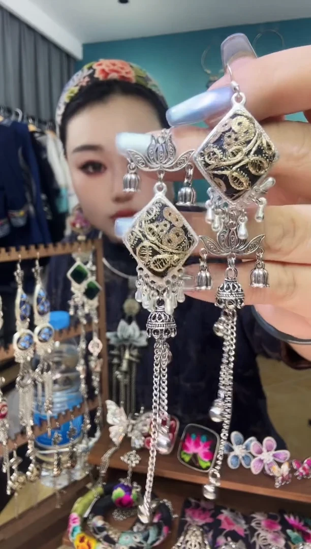 刺绣纯手工民族风刺绣耳环