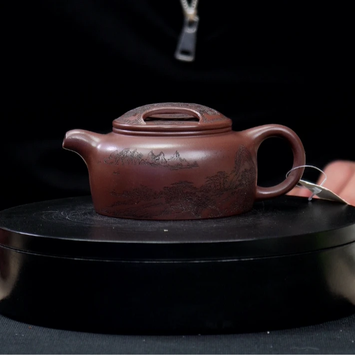 【一品紫砂甄选】底槽清刻绘牛盖德钟手工紫砂壶