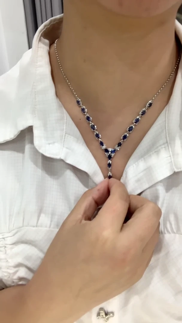 项链蓝宝石18K金镶嵌7.6克拉