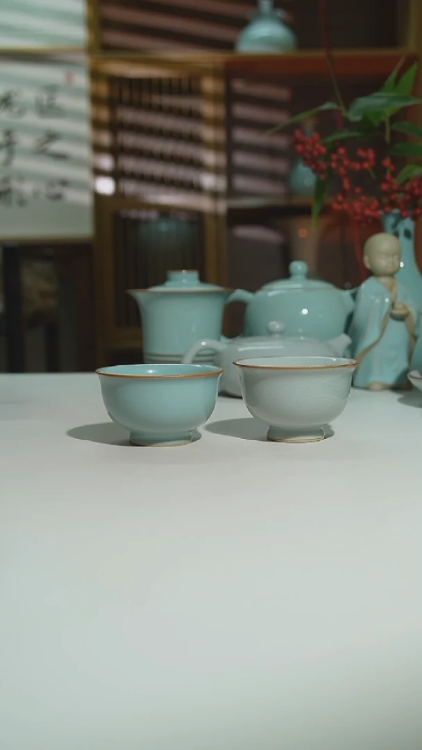 天青月白运圈小压手杯二级级