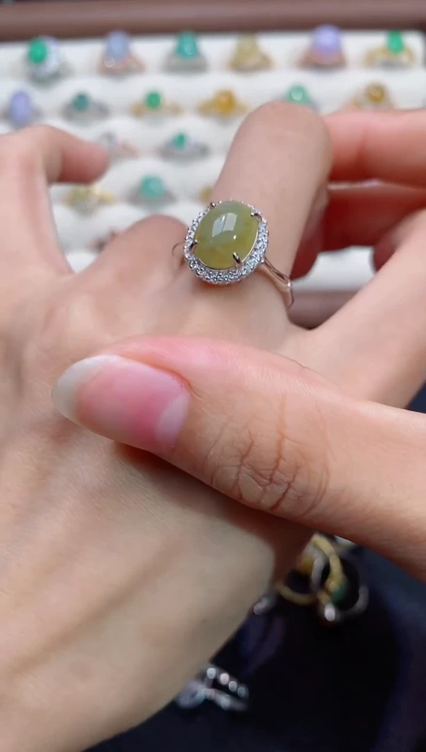 银S925镶嵌戒指翡翠1