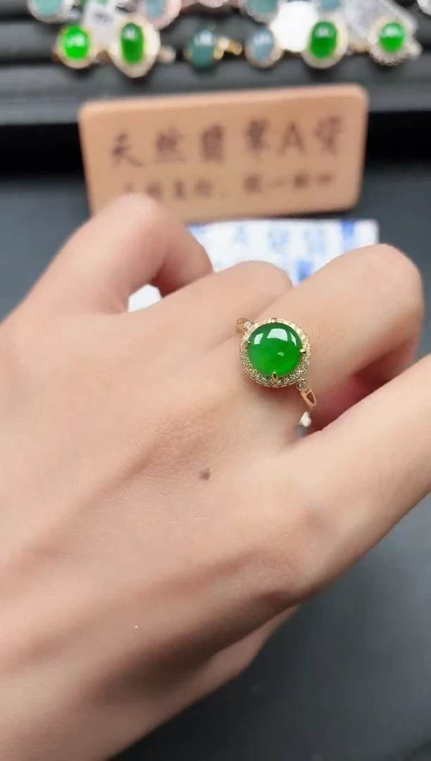 银S925镶嵌戒指翡翠11