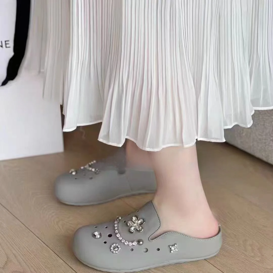 C7015  灰色  夏季时尚2025新款厚底洞洞鞋半拖