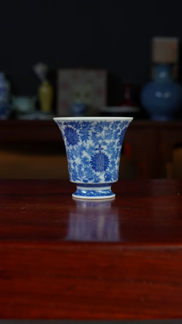 祖传窑真柴窑传承400年缠枝莲高足杯