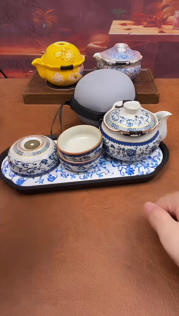 陶瓷茶具摆件旅行套组