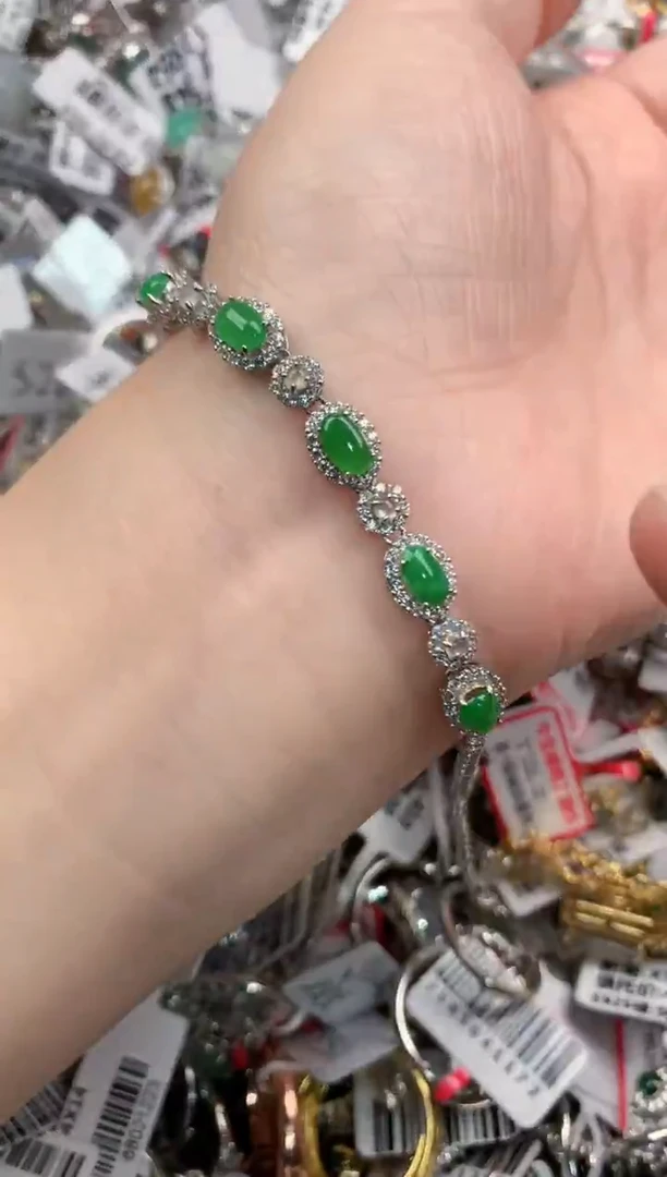 银S925镶嵌戒指翡翠444       7