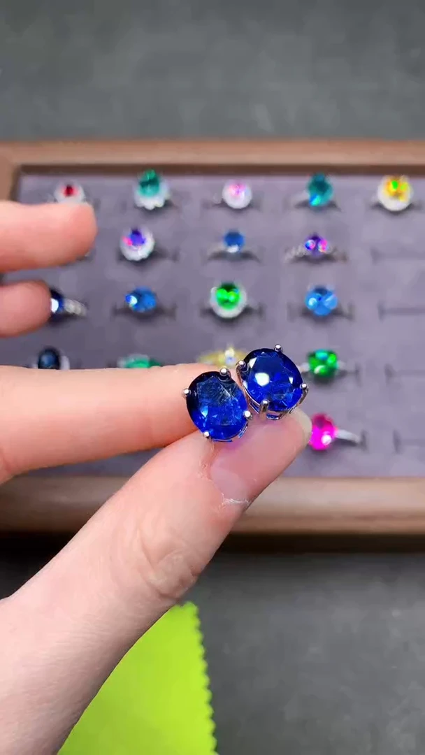 【闪购商品】蓝宝石耳饰银S925镶嵌·····