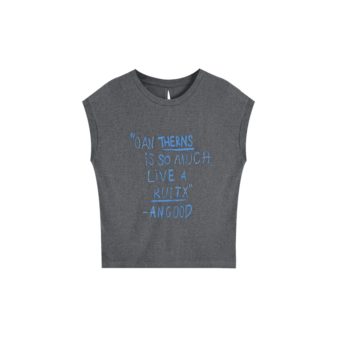 2025夏季休闲百搭圆领飞飞袖钉珠字母T恤LK2504246