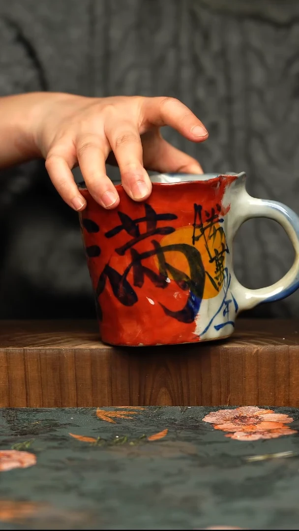 杯釉下彩手工手绘同款陶器